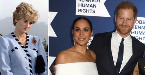 Split photos of Princess Diana, Prince Harry and Meghan Markle