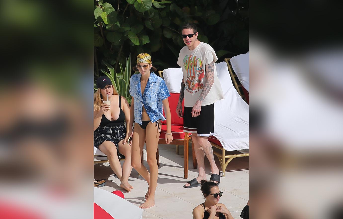 Kaia Gerber And Pete Davidson Kiss In Miami Pool Getaway