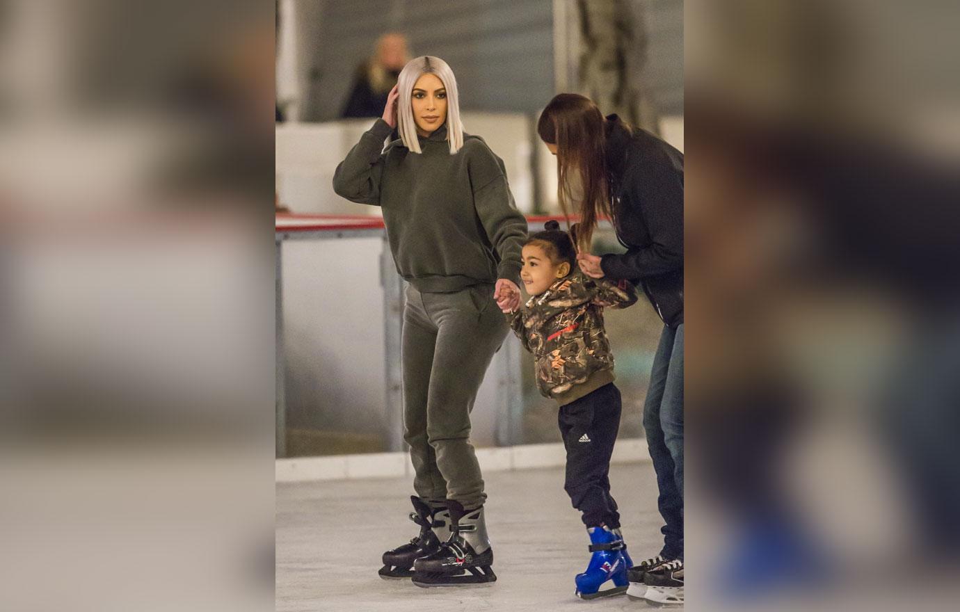 Kim Kardashian Helps Son Saint Ice Skate