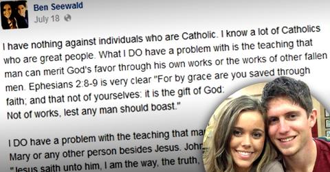 //jessa duggar ben seewald catholics deadly error deletes post criticism pp sl