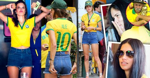 //alessandra ambrosio and adriana lima watch brazil defeat pp sl