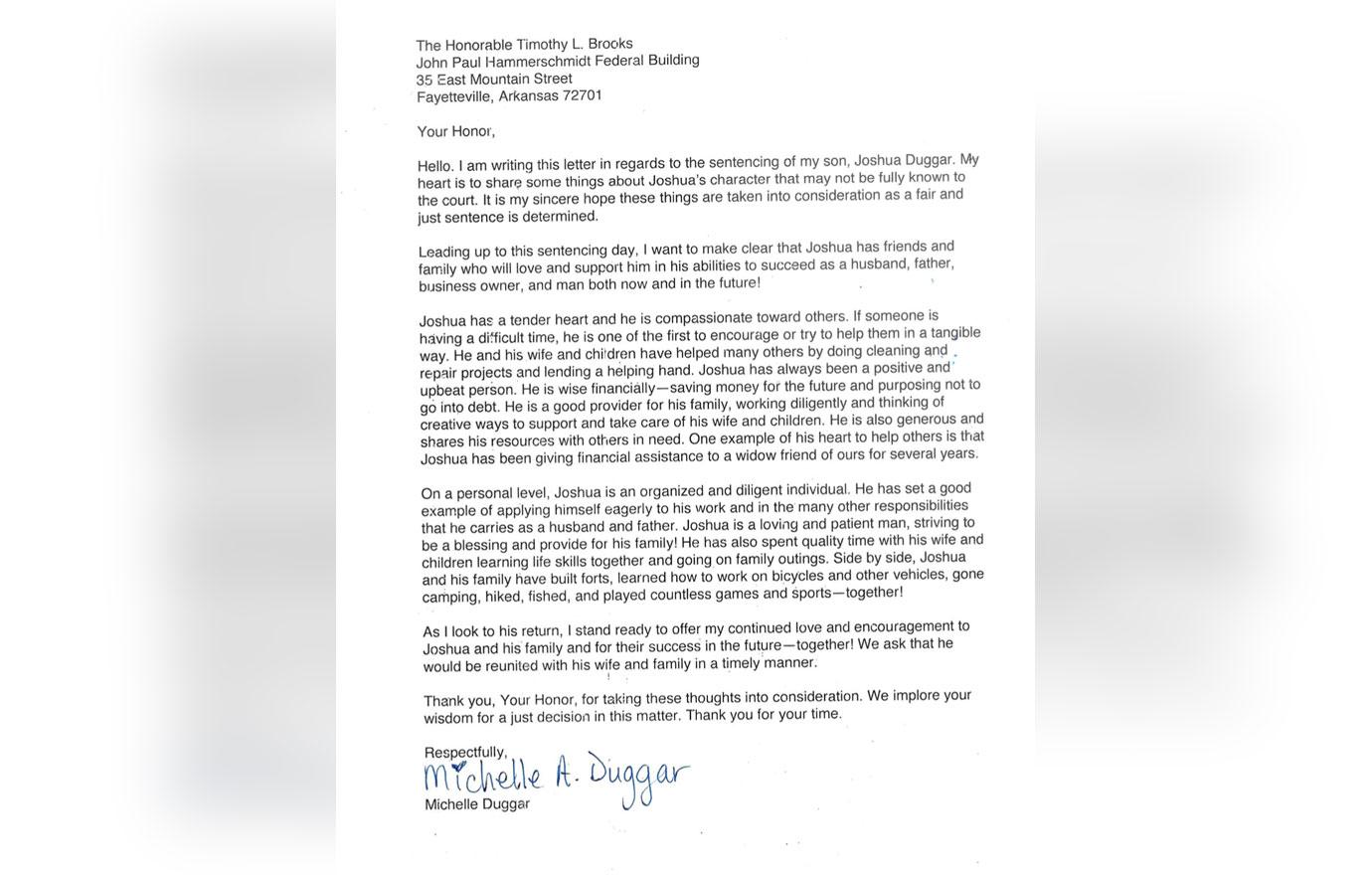 Read The Emotional Letter Josh Duggar’s Mom Wrote To The Judge