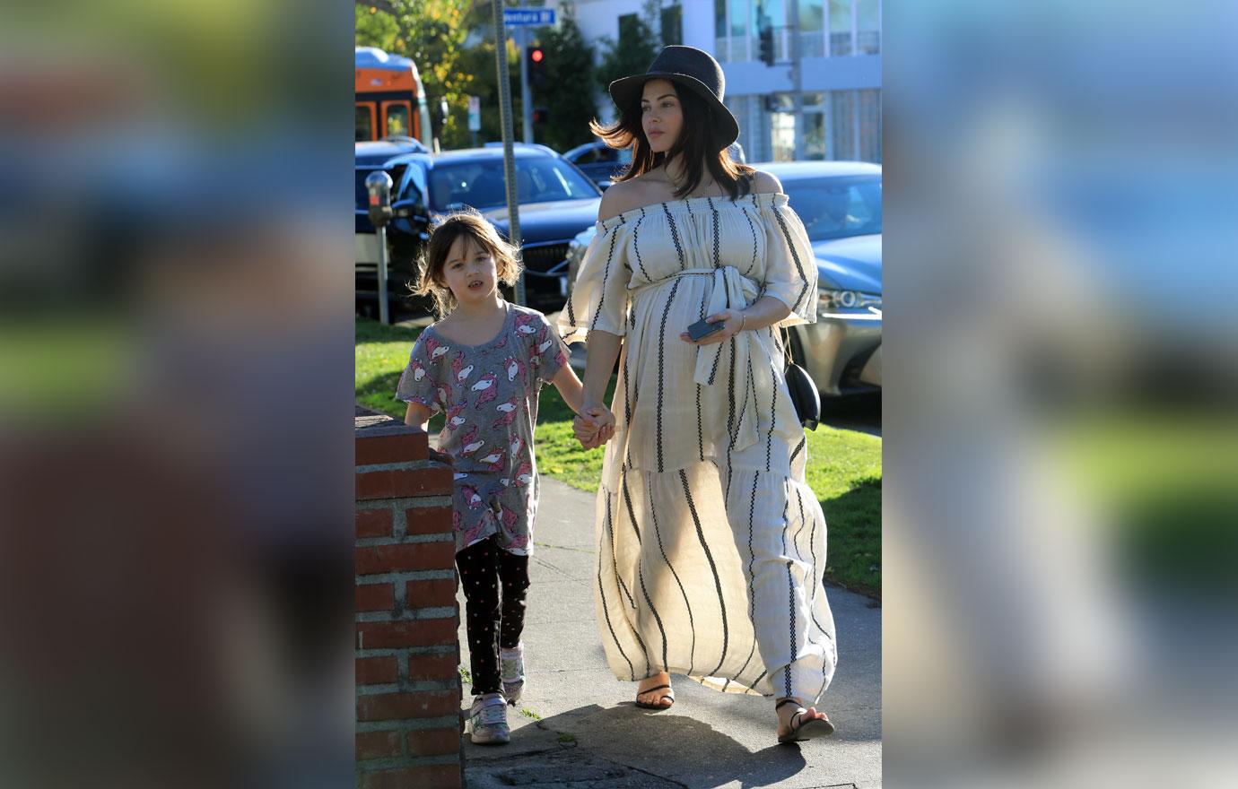 Pregnant Jenna Dewan Wears White See-Through Dress With Daughter