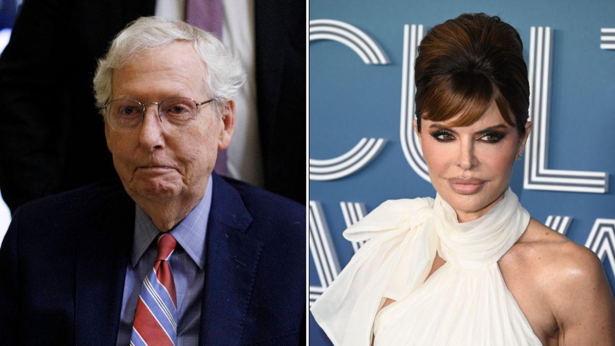 A photo of Mitch McConnell alongside a photo of Lisa Rinna