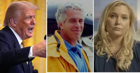 Photo of Donald Trump, Jeffrey Epstein and Virgina Giuffre