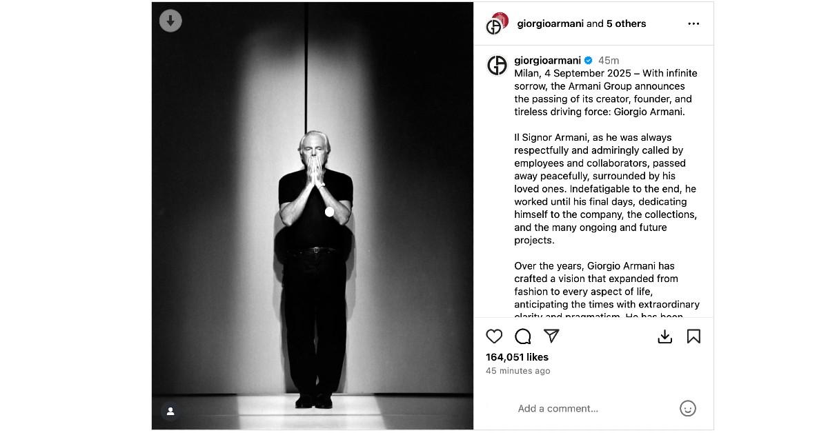 Giorgio Armani Obit