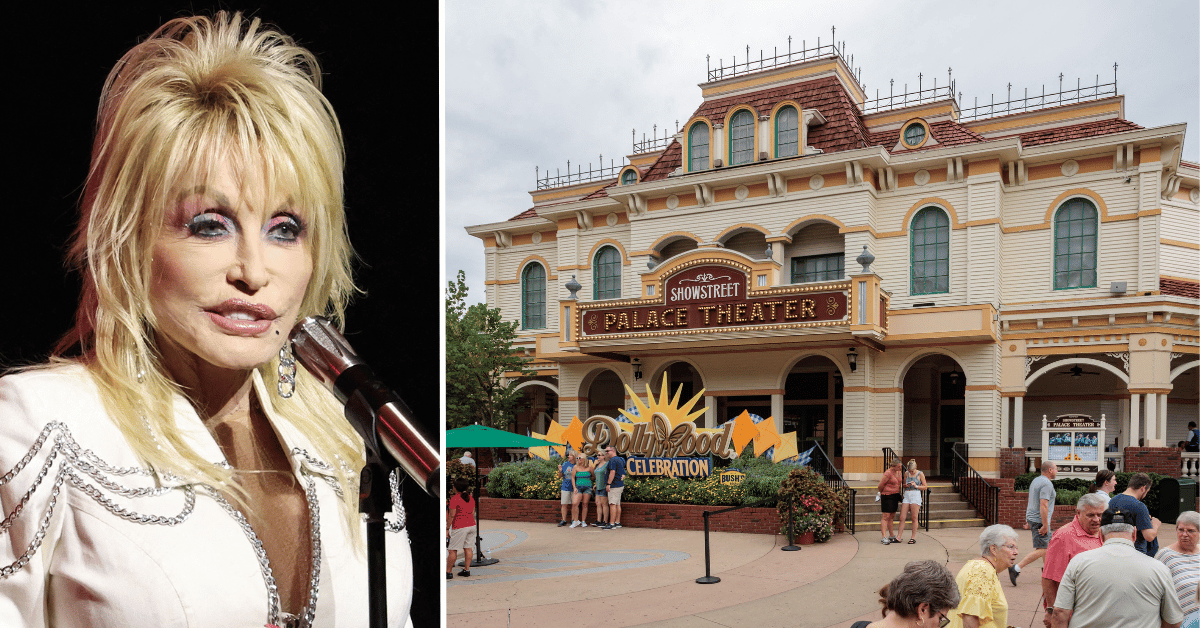 Split photo of Dolly Parton, Dollywood