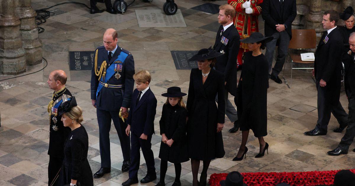 prince harry meghan markle sit second row behind king charles iii queen elizabeth funeral jpg