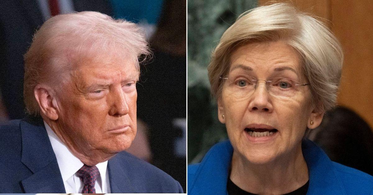 Split photo of Donald Trump, Elizabeth Warren