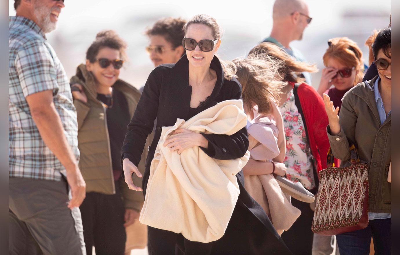 Angelina Jolie And Kids Enjoy Beach Without Maddox