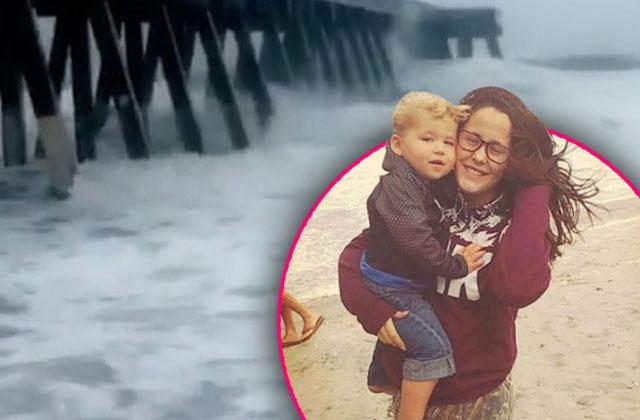 //jenelle evans bring son to beach hurricane teen mom  pp