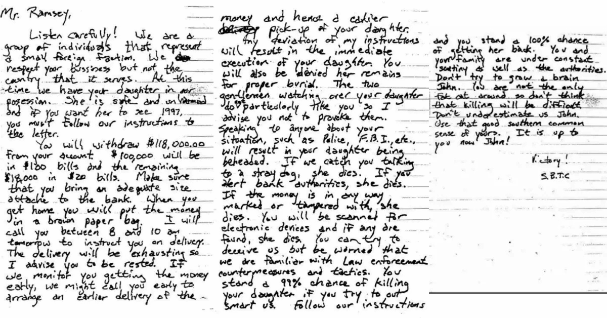 Photo of ransom note