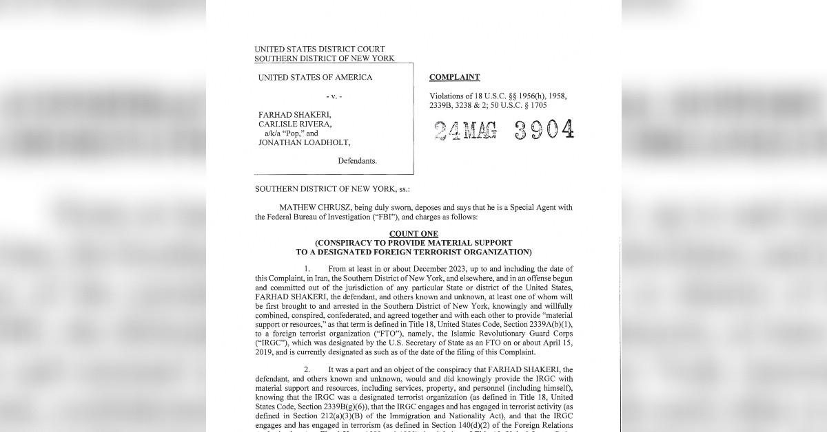 Farhad Shakeri was charged with murder-for-hire and conspiracy.