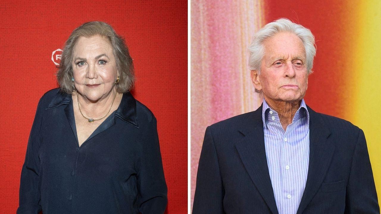 Split image of Kathleen Turner and Michael Douglas