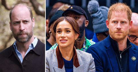 Split photo of Prince William, Meghan Markle and Prince Harry