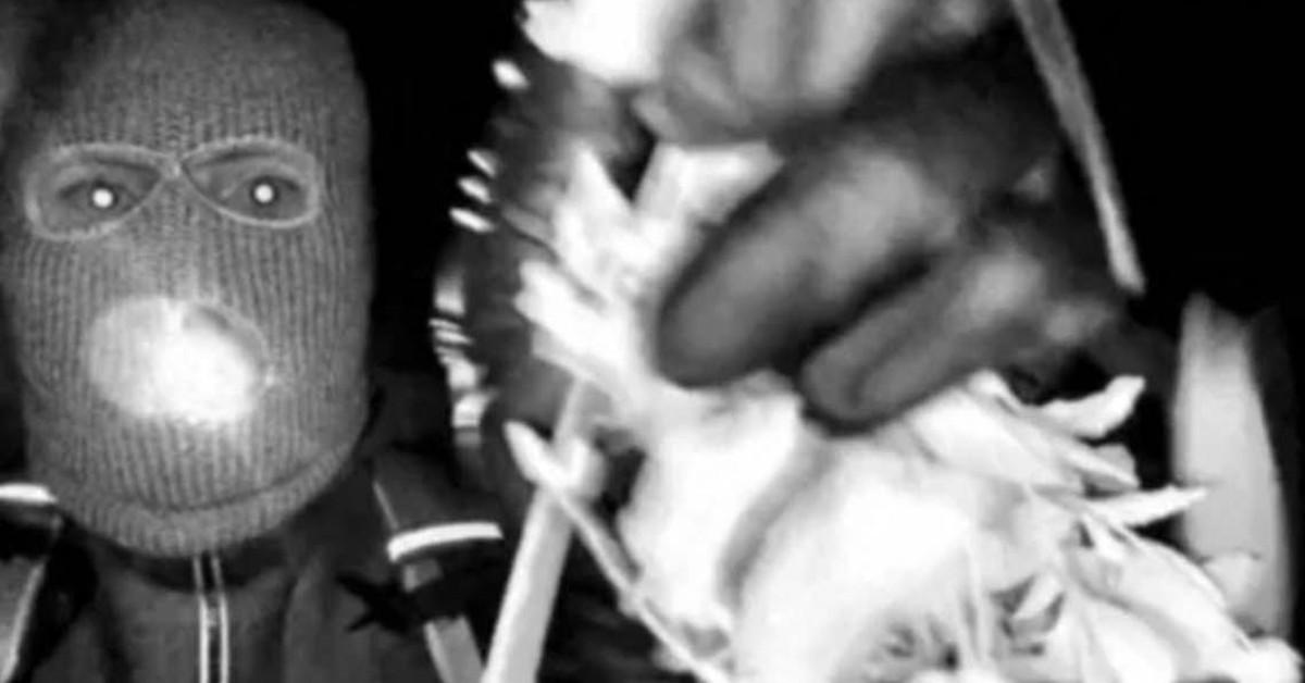 A masked man was scene in doorbell camera footage.