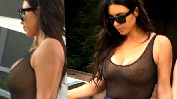 Kim Kardashian Nipples Boobs No Bra Photos -- Kanye West Yeezy