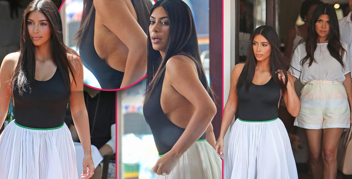 Kim Kardashian flashes side-boob and nipples as she heads to lunch in the  Hamptons with Kourtney - Irish Mirror Online