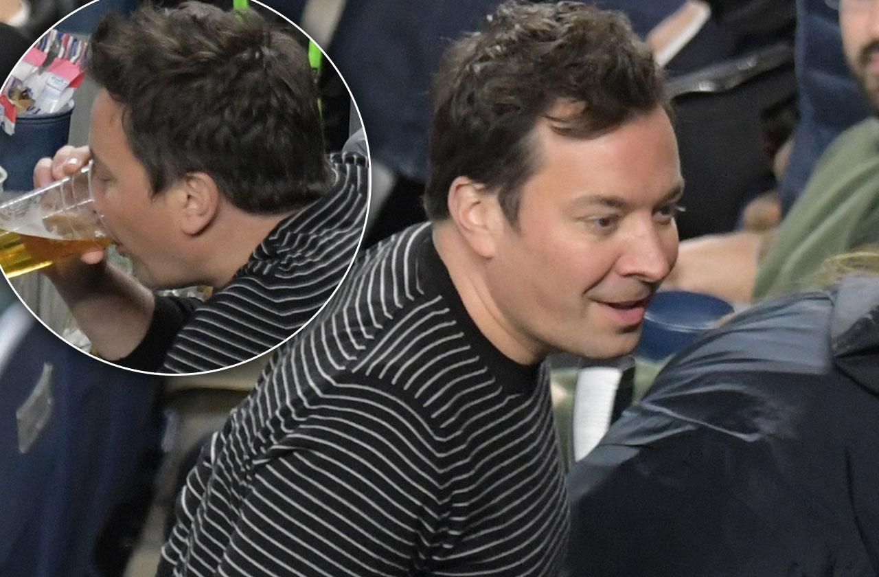 Jimmy Fallon Drinking Beer Baseball