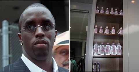 split photo of Sean Combs an baby oil