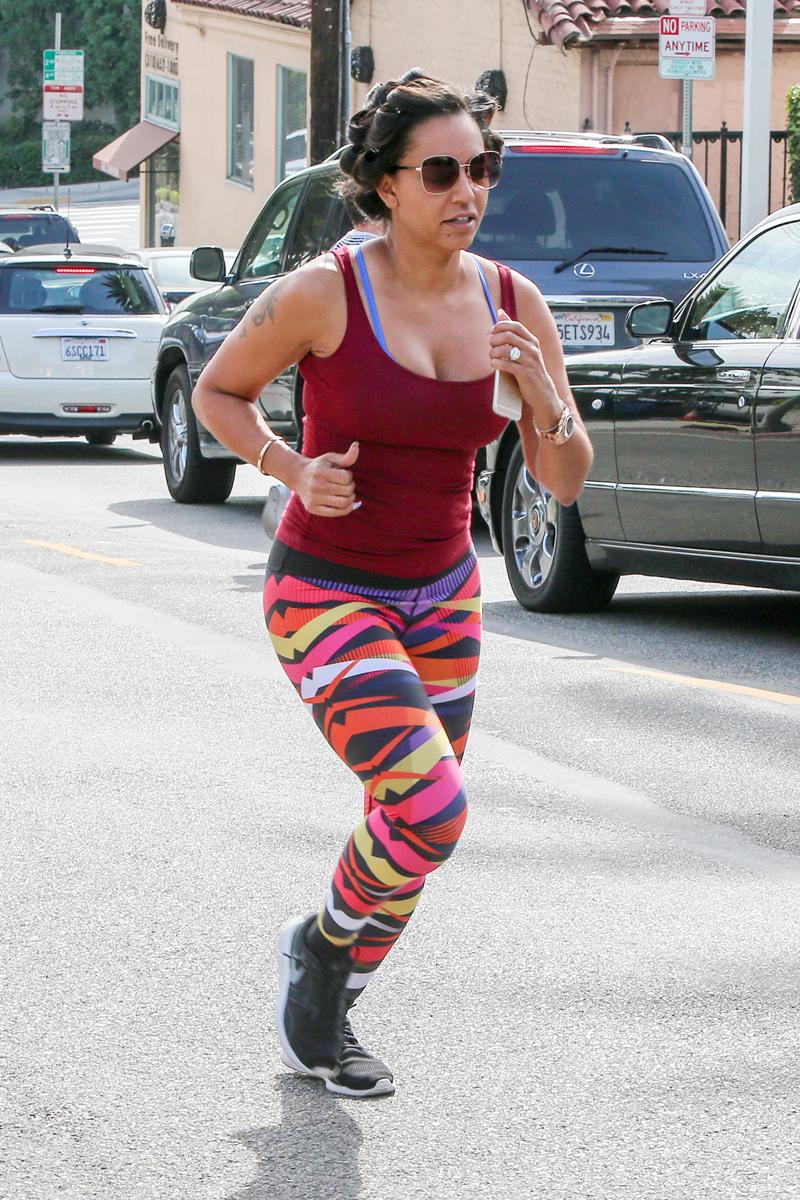 Mel B is a real Spice Curl as she goes jogging with her rollers in  Irish  Mirror Online