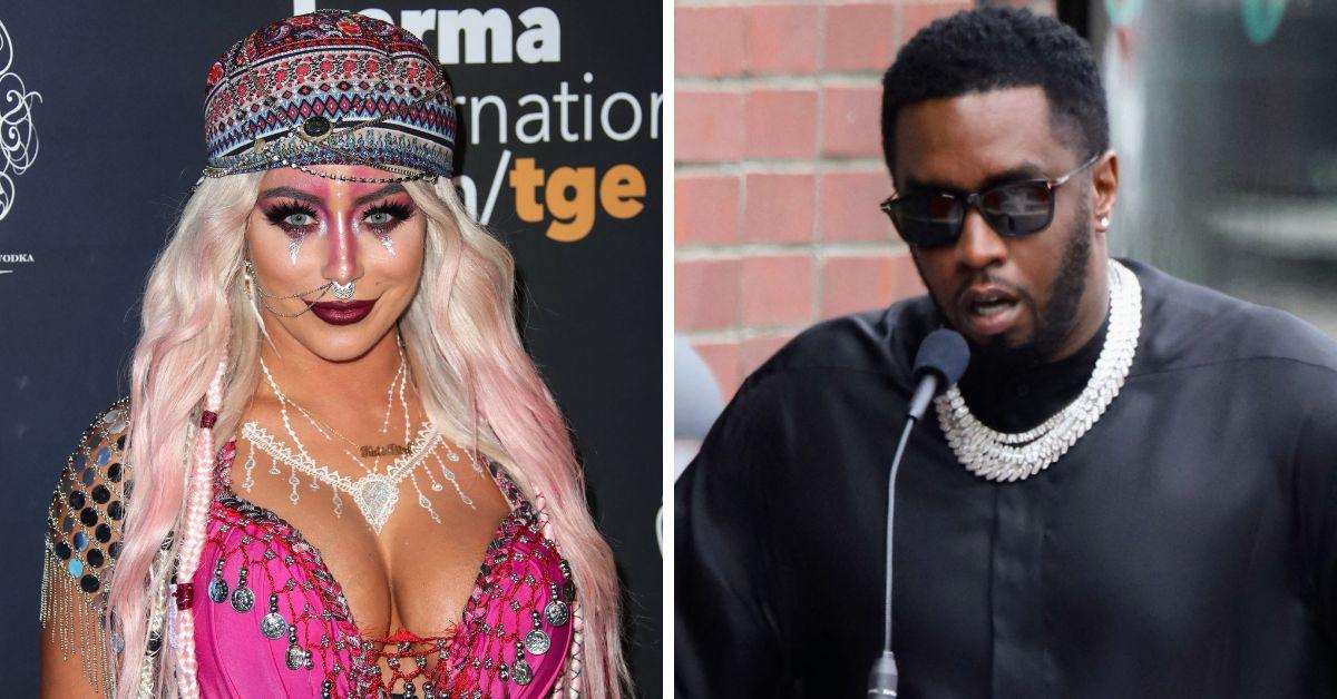 split photo of Aubrey O'Day and Sean Combs