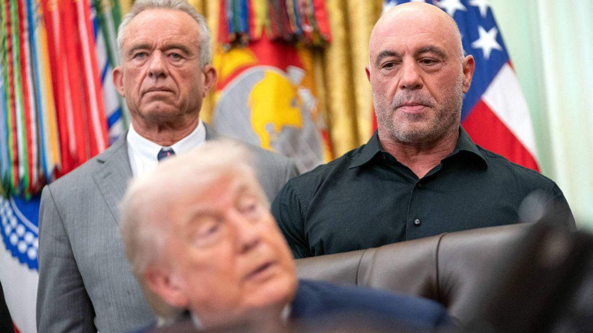 A photo of Joe Rogan and Donald Trump