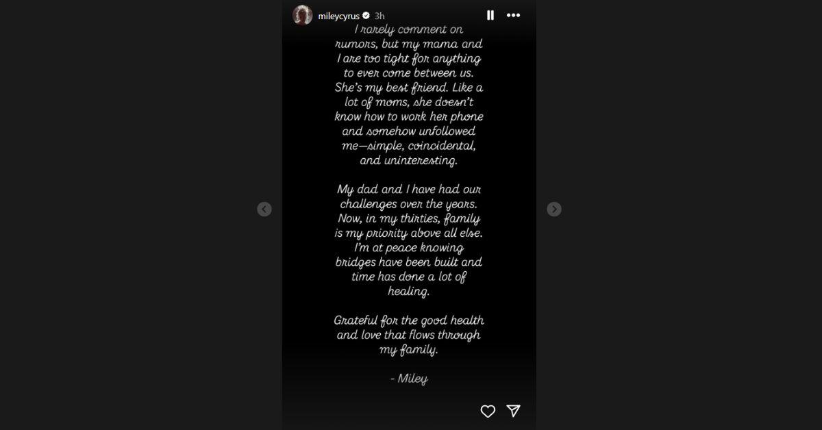 miley cyrus family priority reuniting estranged dad billy ray