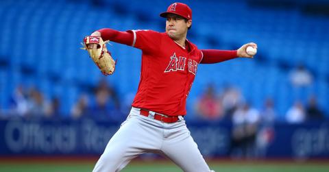 Tyler Skaggs wears his LA Angels Uniform
