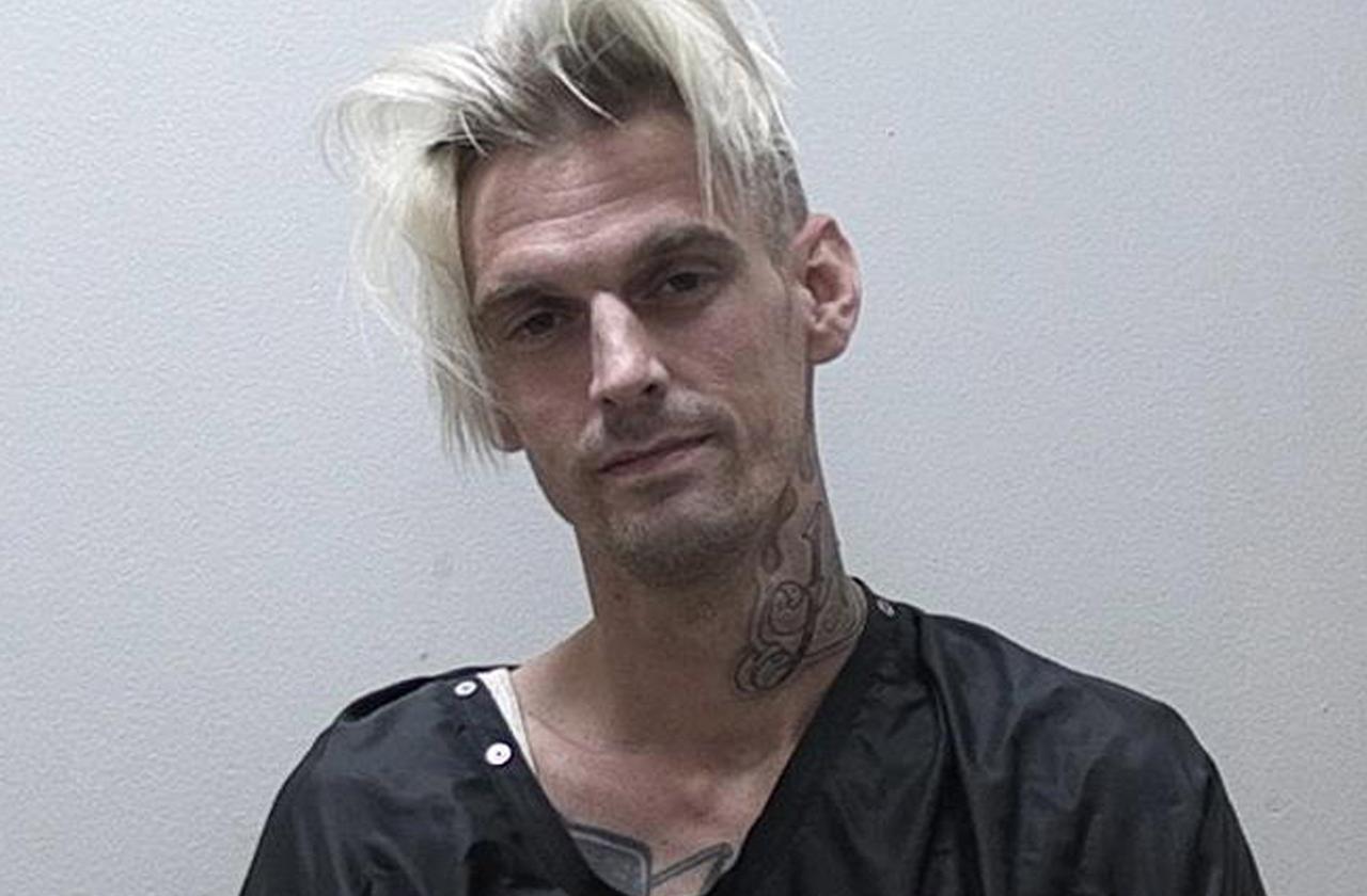 In this handout photo provided by the Habersham Co Sheriff Office, Singer Aaron Carter poses for his booking photo after being charged for marijuana possession and suspicion of driving under the influence on July 15, 2017 in Clarkesville, Georgia.