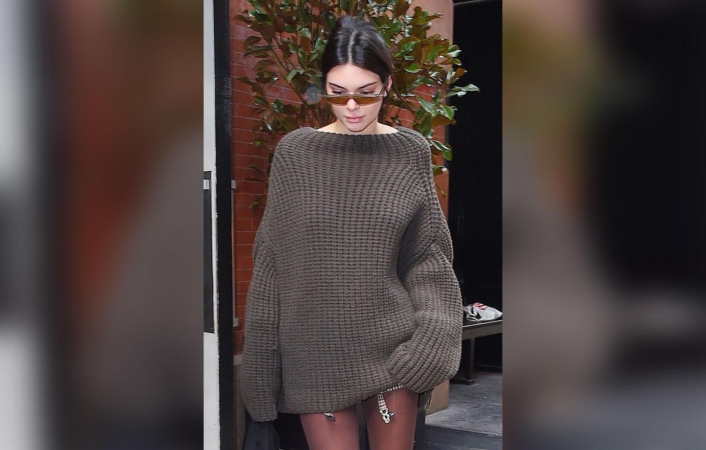 Kendall Jenner Wears Maxi Sweater Without Pants