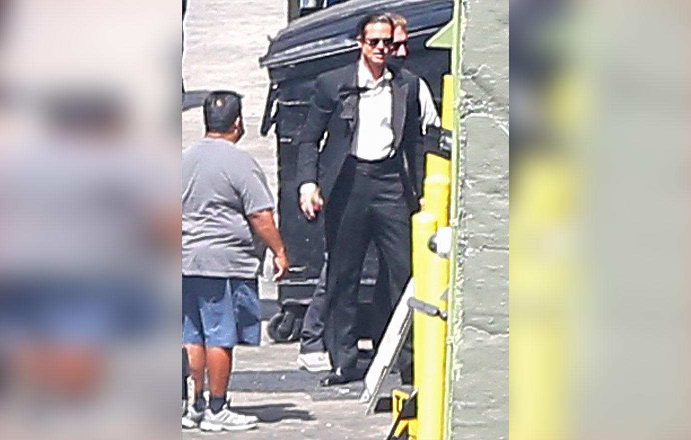 brad pitt babylon movie set photos angelina jolie harvey weinstein accusations r