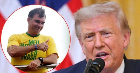 Split image of Donald Trump and Flávio Bolsonaro