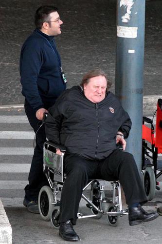 Gerard Depardieu Arrives To Rome In A Wheelchair