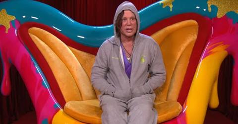 mickey rourke celebrity big brother quit show creepy passing out itv