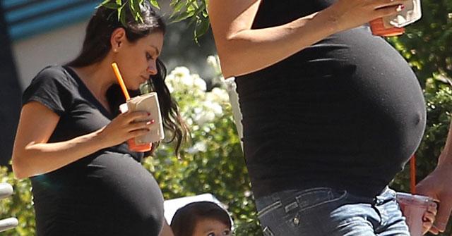 //mila kunis pregnant huge baby bump belly