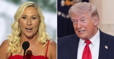 split image of Marjorie Taylor Greene and Donald Trump