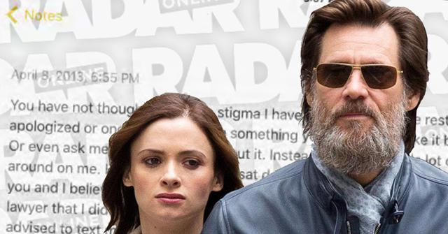 jim carrey dead ex girlfriend cathriona white secret note