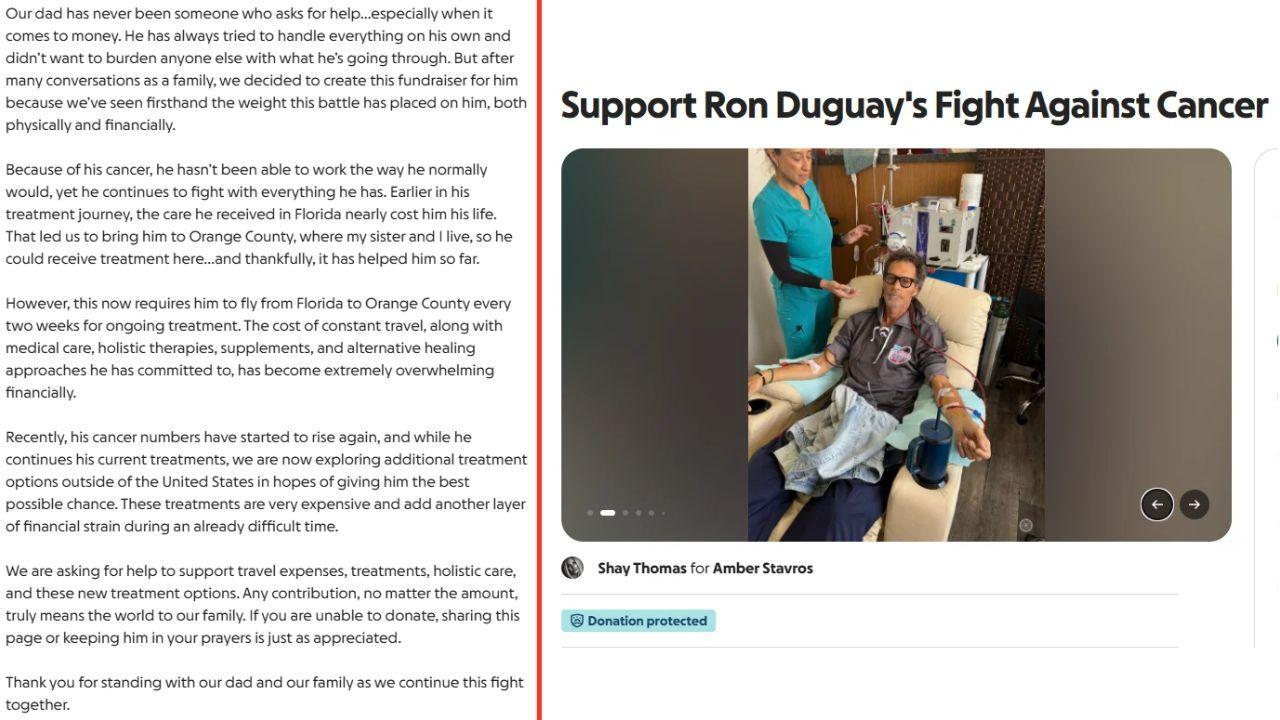 Photo of Ron Duguay's GoFundMe page