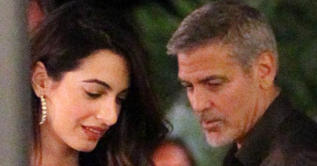 //George Clooney Amal Date Green Dress