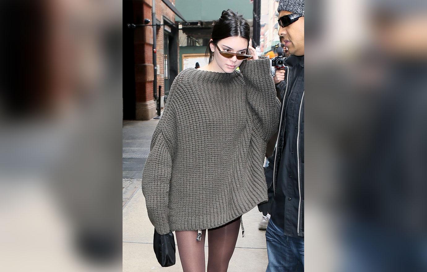 Kendall Jenner Wears Maxi Sweater Without Pants