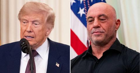 split image of Donald Trump and Joe Rogan