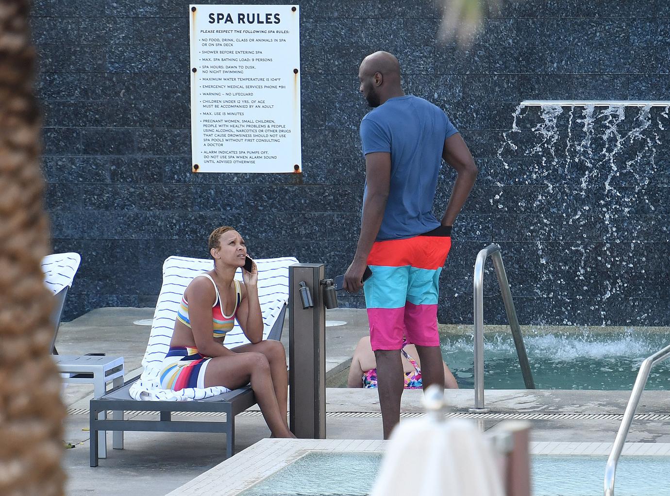 Lamar Odom And Fiance Sabrina Parr Hit The Pool After Their Shocking Engagement