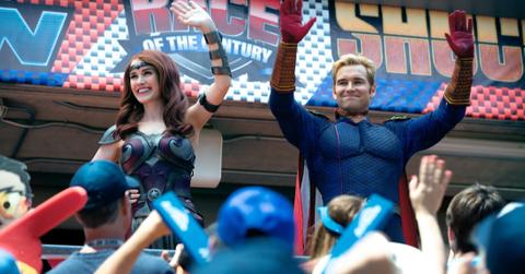 Homelander from Amazon's The Boys waves at the crowd