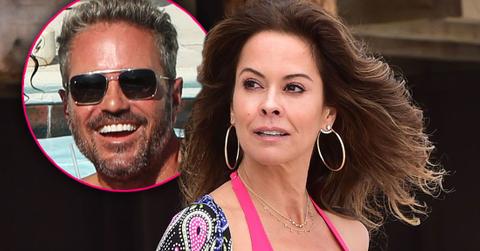 Brooke Burke Wearing A Pink Bikini Looking Left At Inset Of Scott Rigsby