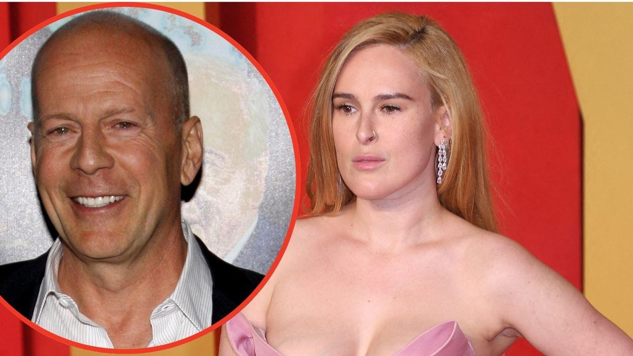 Split photo of Rumer and Bruce Willis