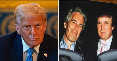 Split photo of Donald Trump, Jeffrey Epstein