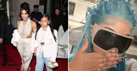 Photo of Kim Kardashian and North West split with a photo of North West with hand piercings
