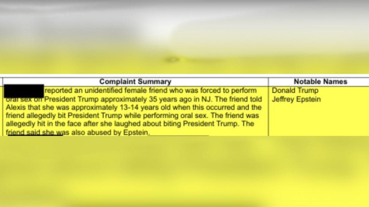 Trump Accused of 'Forcing Teen Girl to Perform Oral Sex' in Epstein Docs