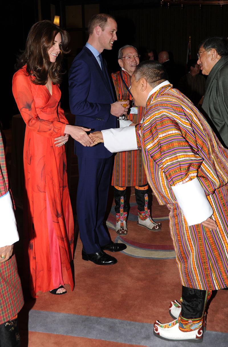 Kate Middleton Bhutan Red Dress Skinny Baby Bump